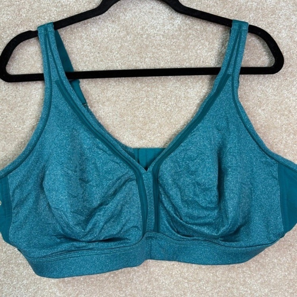 CACIQUE Sports Bra Womens 44DDD Teal Wire Free High Impact Activewear Workout